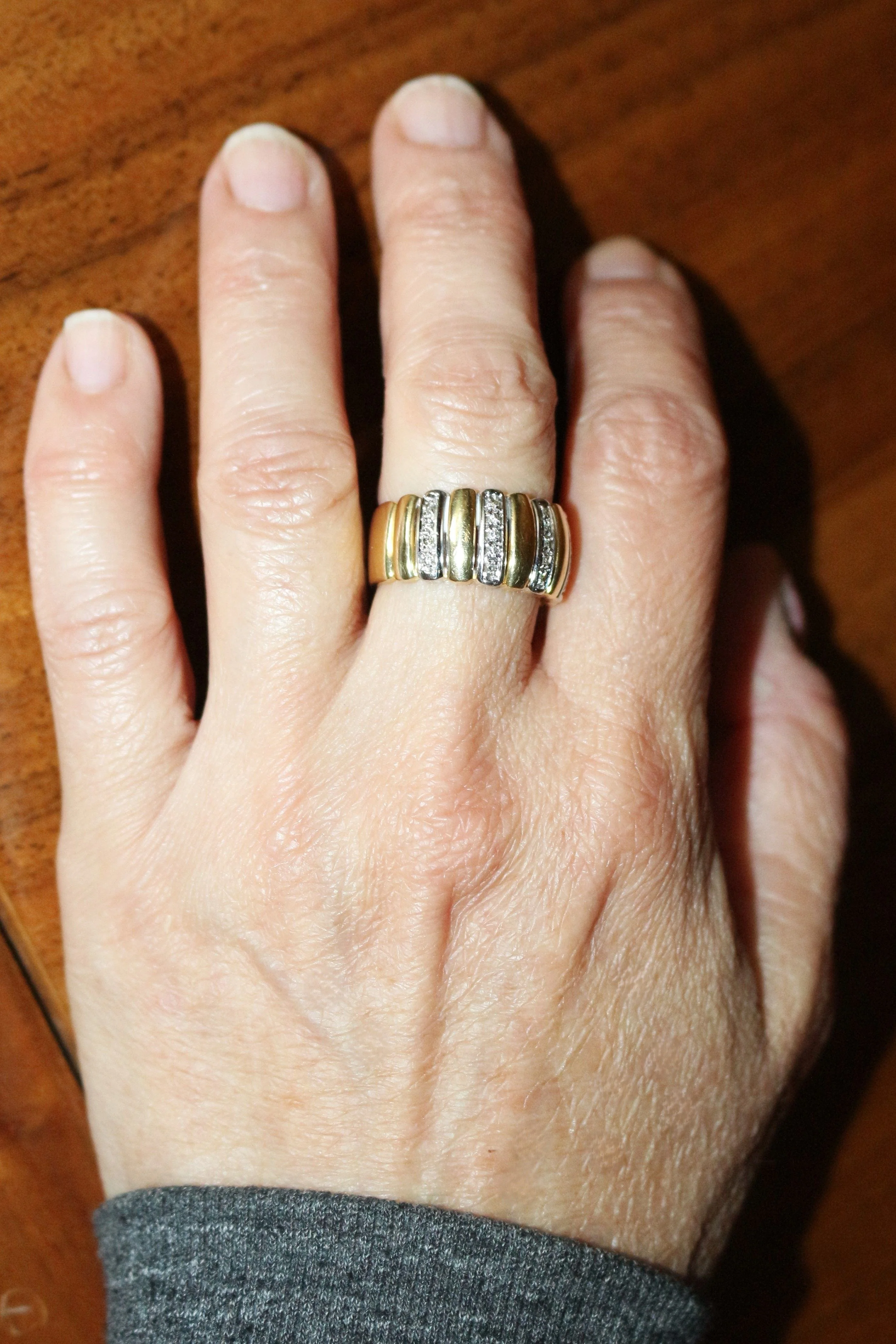 2 gold bandeau ring with diamonds - Image 10
