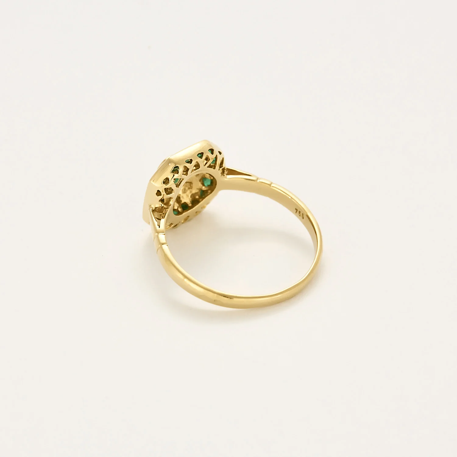 Yellow gold ring, diamonds and emeralds - Image 5