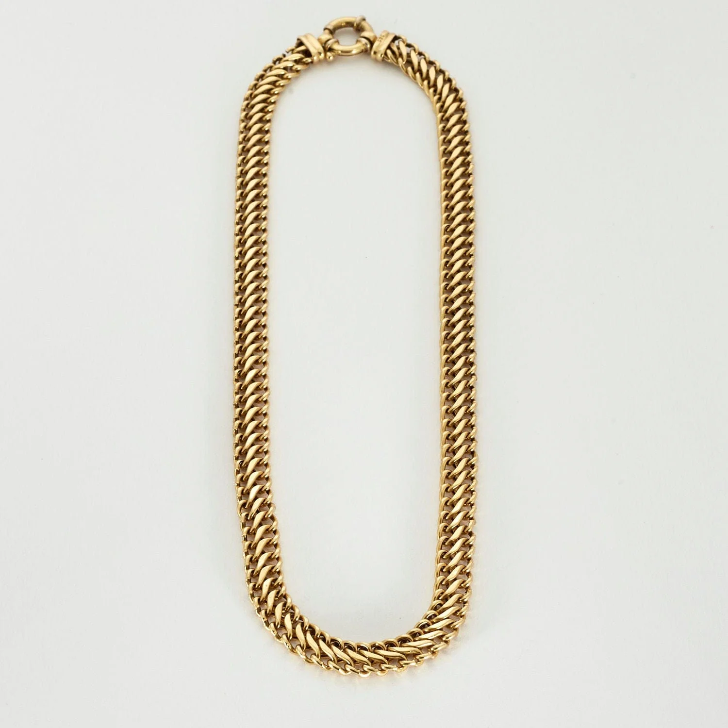 Yellow gold flat American mesh necklace