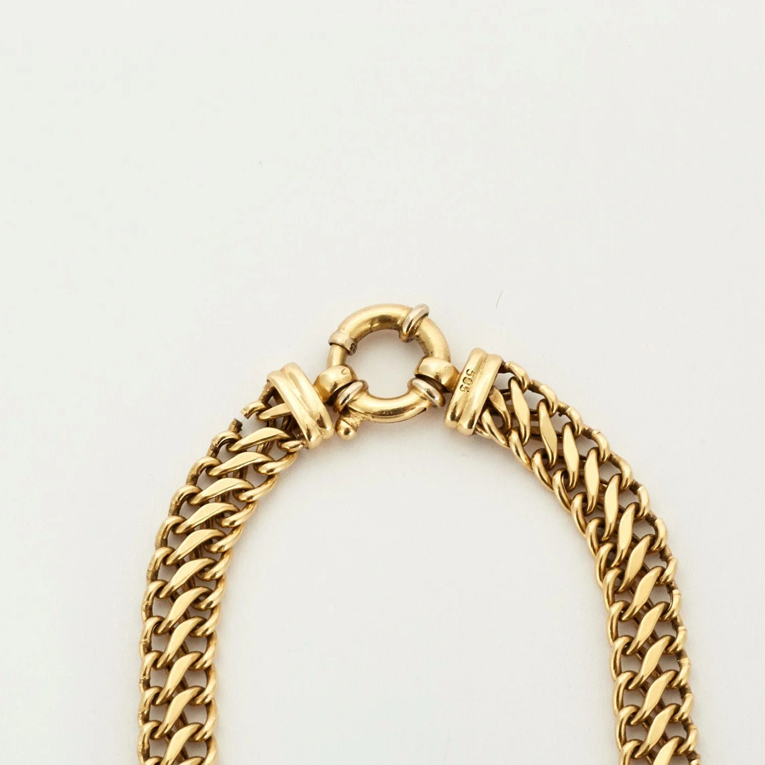 Yellow gold flat American mesh necklace - Image 2