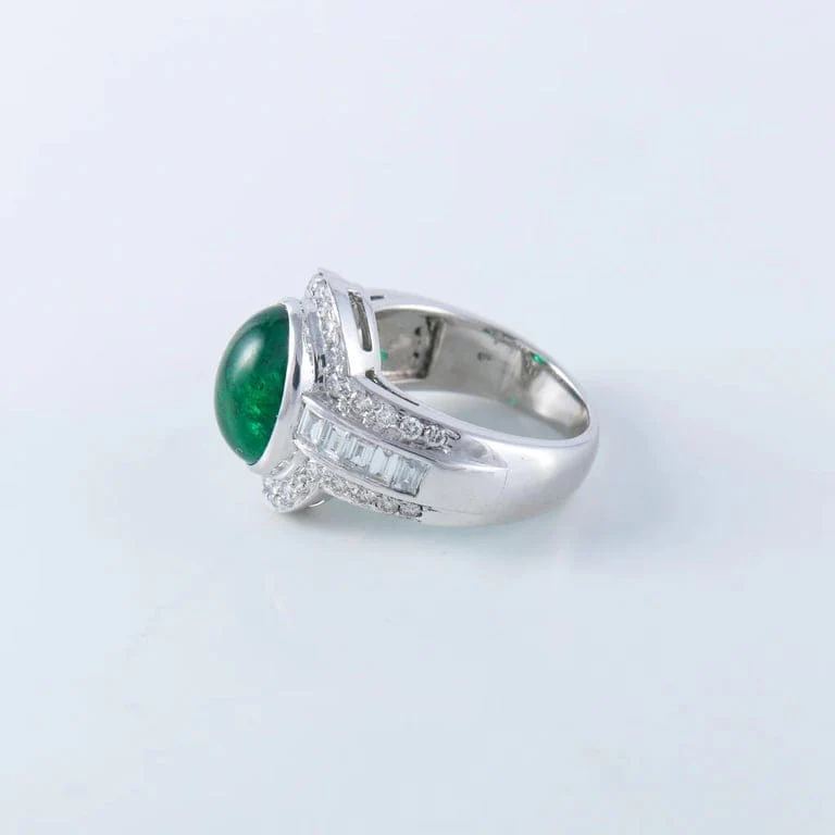Emerald cabochon ring - Image 6