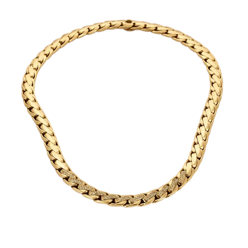Yellow gold palm tree chain necklace