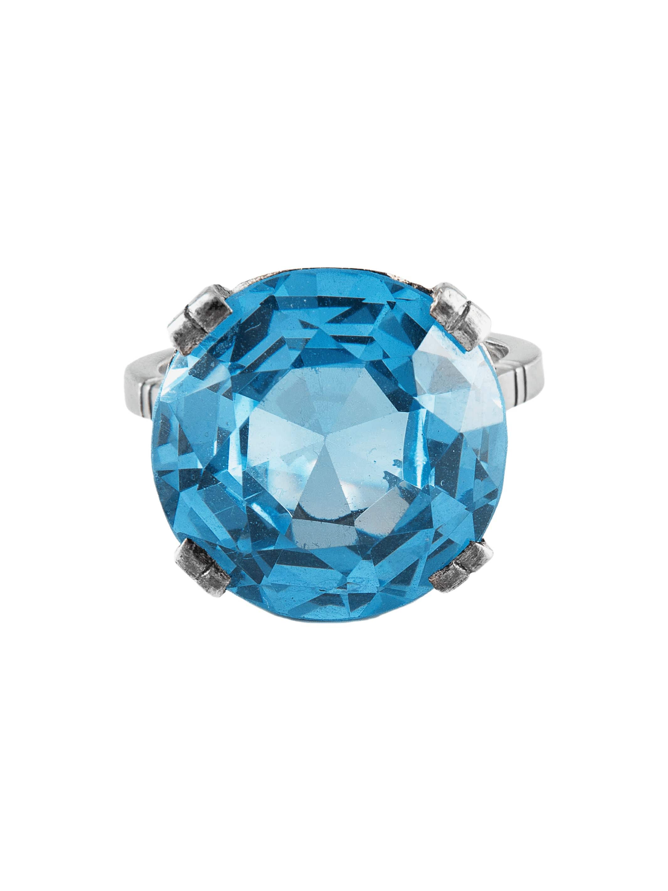 Ring silver Art Deco Stone of Synthesis
