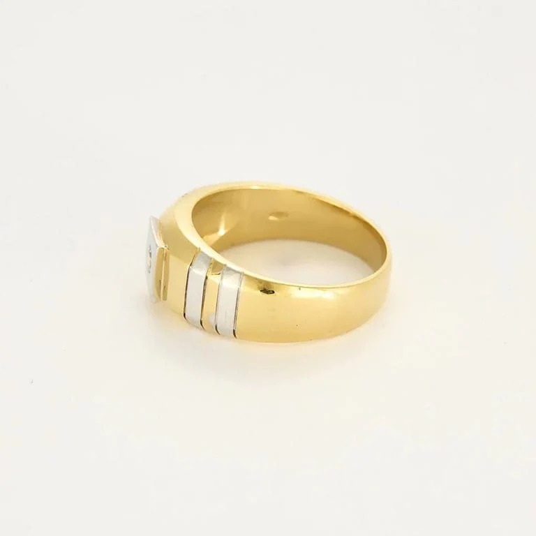 Signet ring yellow gold, white gold, Diamond - Image 4