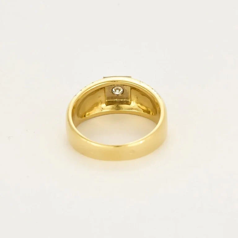 Signet ring yellow gold, white gold, Diamond - Image 6