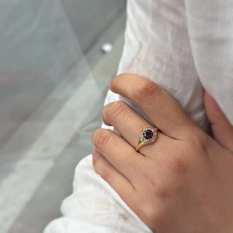 Ring - Yellow gold, Diamonds & Garnet - Image 4