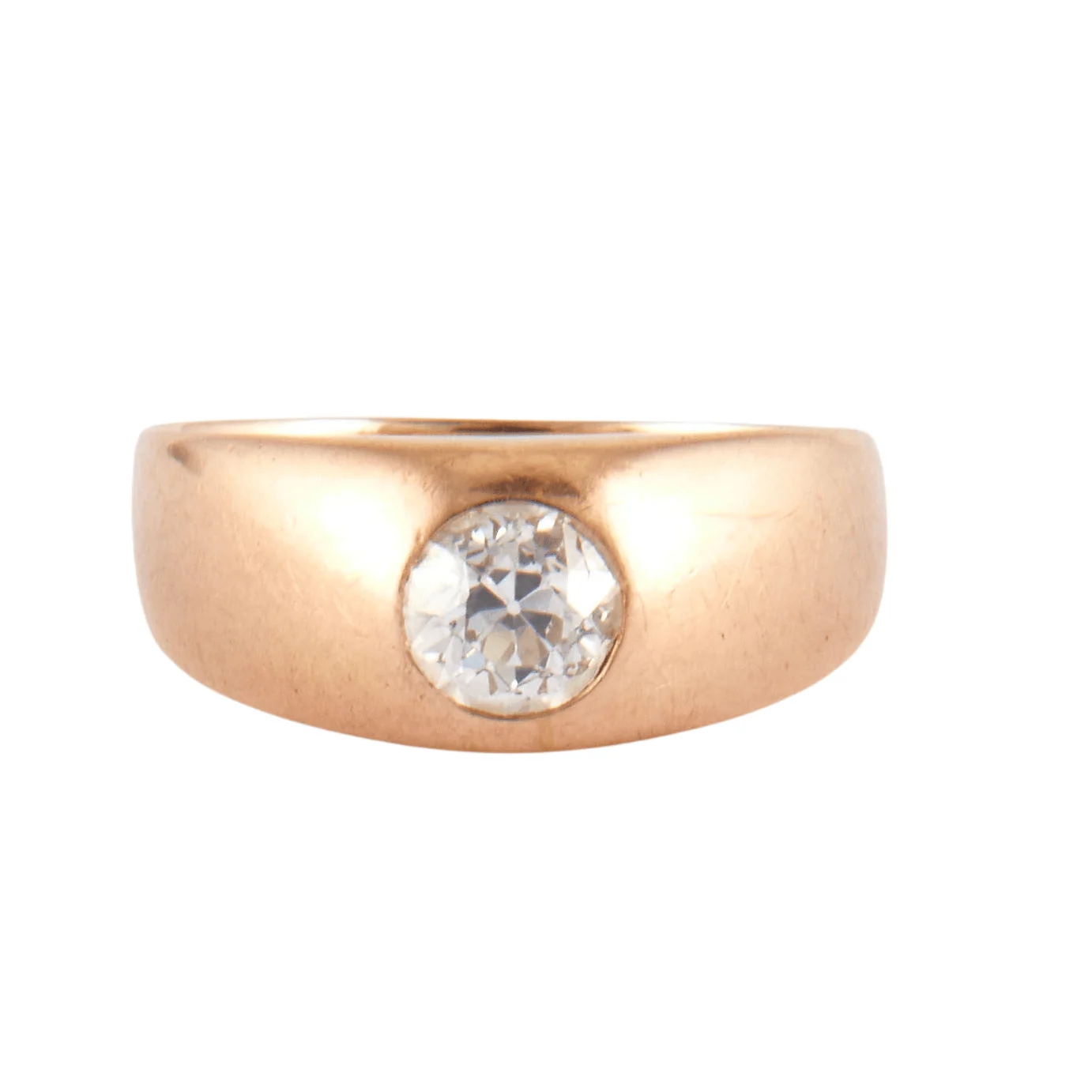 Yellow gold bangle ring, diamond