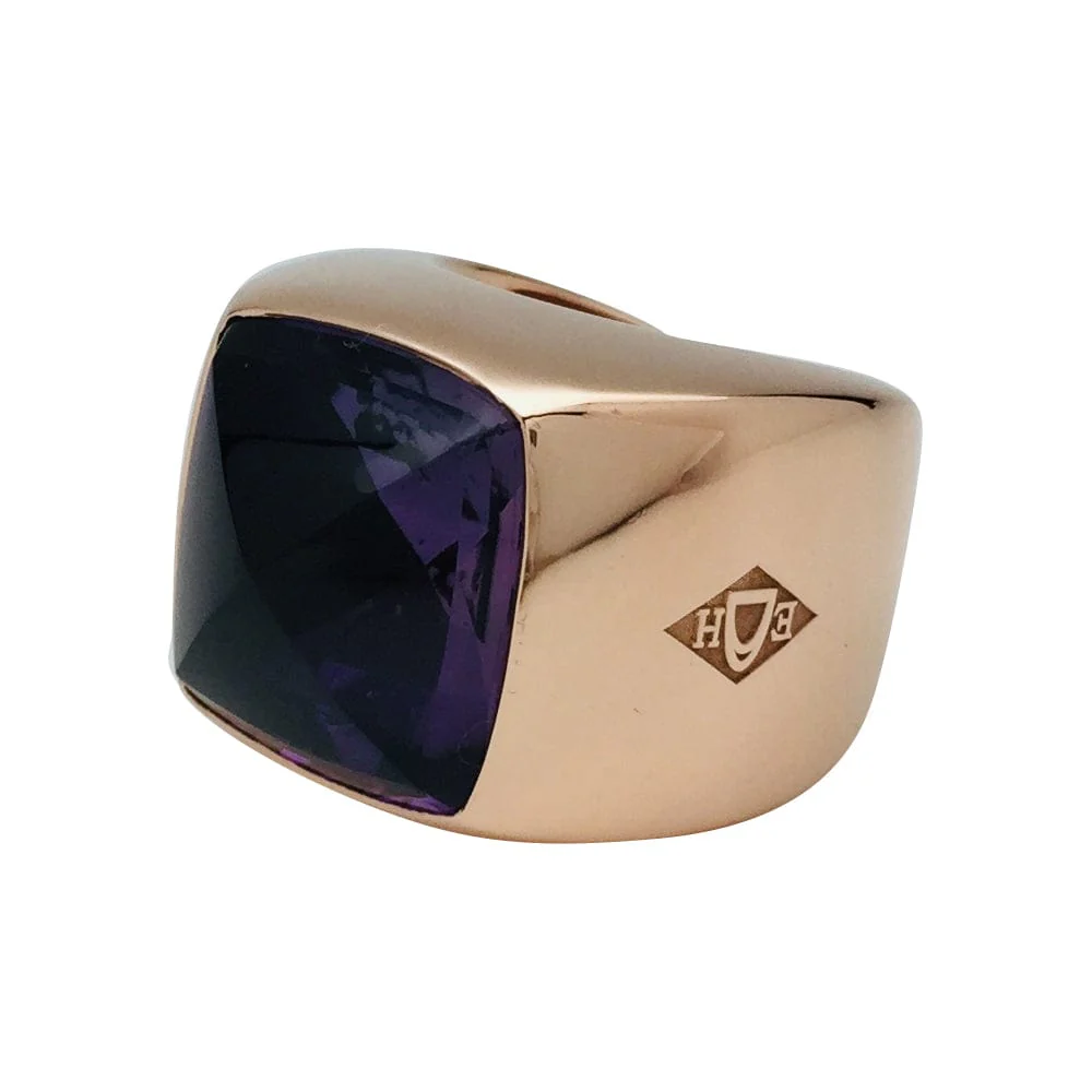 Hermès ring, "Tabula", pink gold, amethyst.