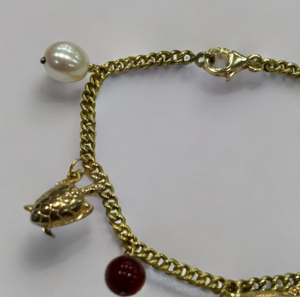 Yellow gold farm charm bracelet - Image 3