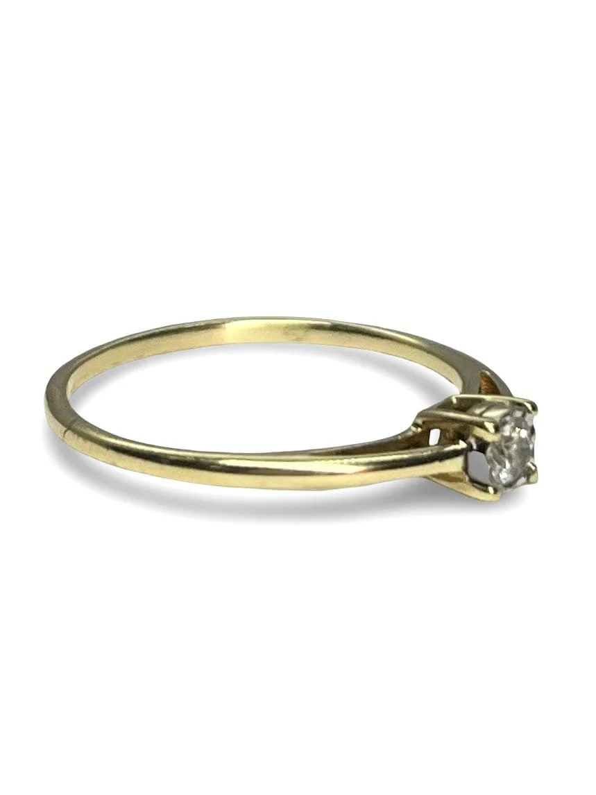 Solitaire yellow gold and 0.10 ct diamond - Image 3
