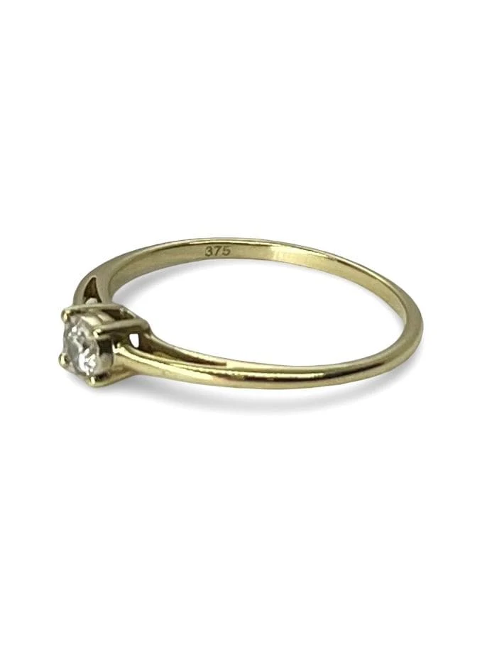 Solitaire yellow gold and 0.10 ct diamond - Image 4