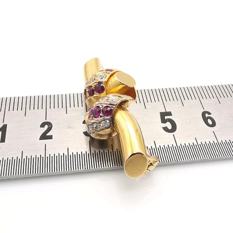 Gold brooch with diamonds and rubies - Image 7