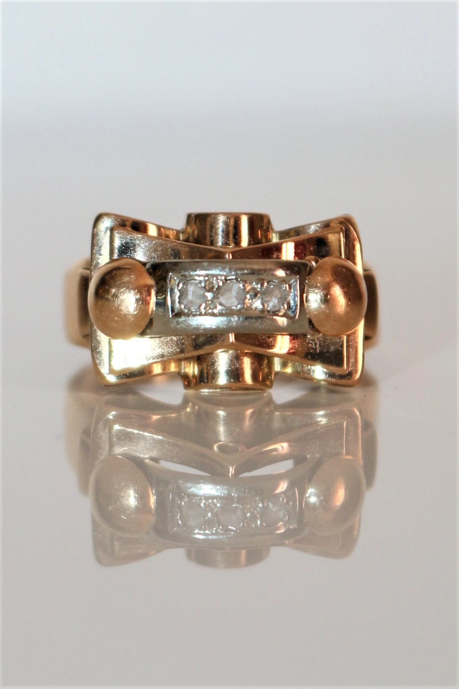 Retro Ring 2 Golds, Diamonds - Image 7