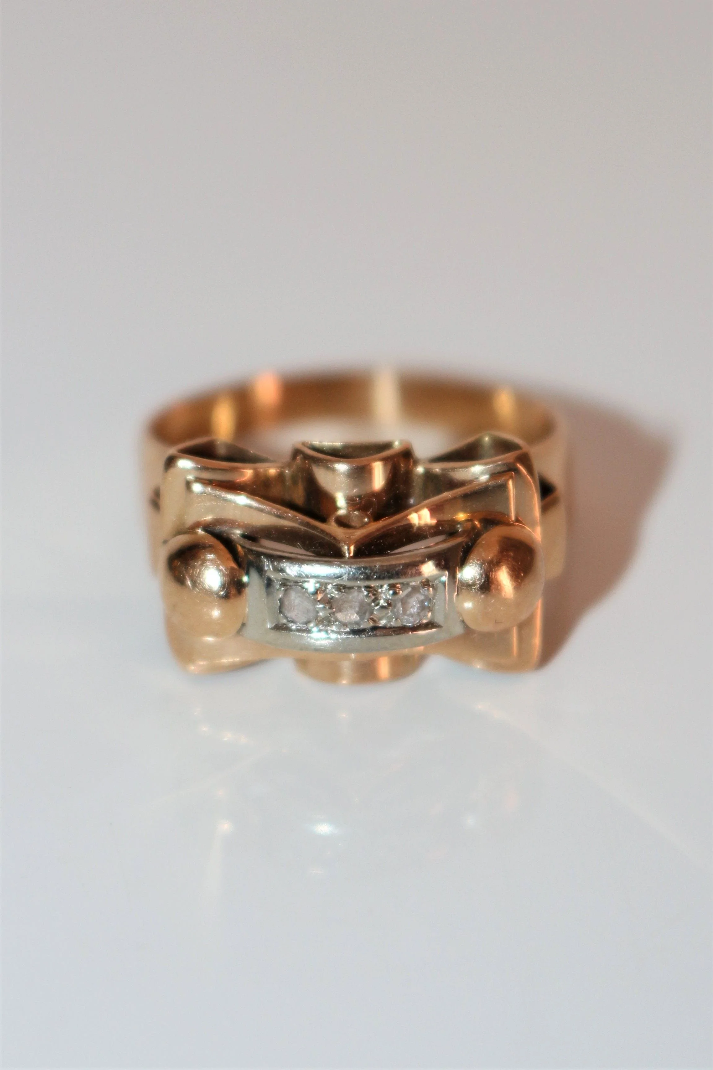 Retro Ring 2 Golds, Diamonds - Image 8