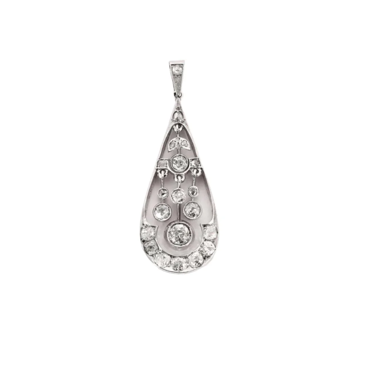 Antique white gold diamond pendant