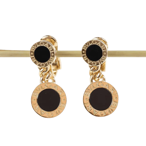 BULGARI - Bulgari earrings in yellow gold and onyx 