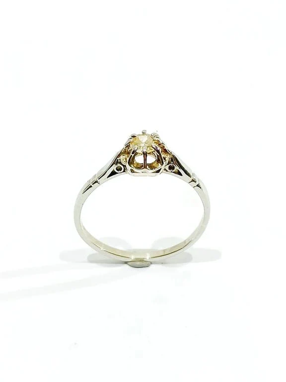 Solitaire gold and diamond ring - Image 5