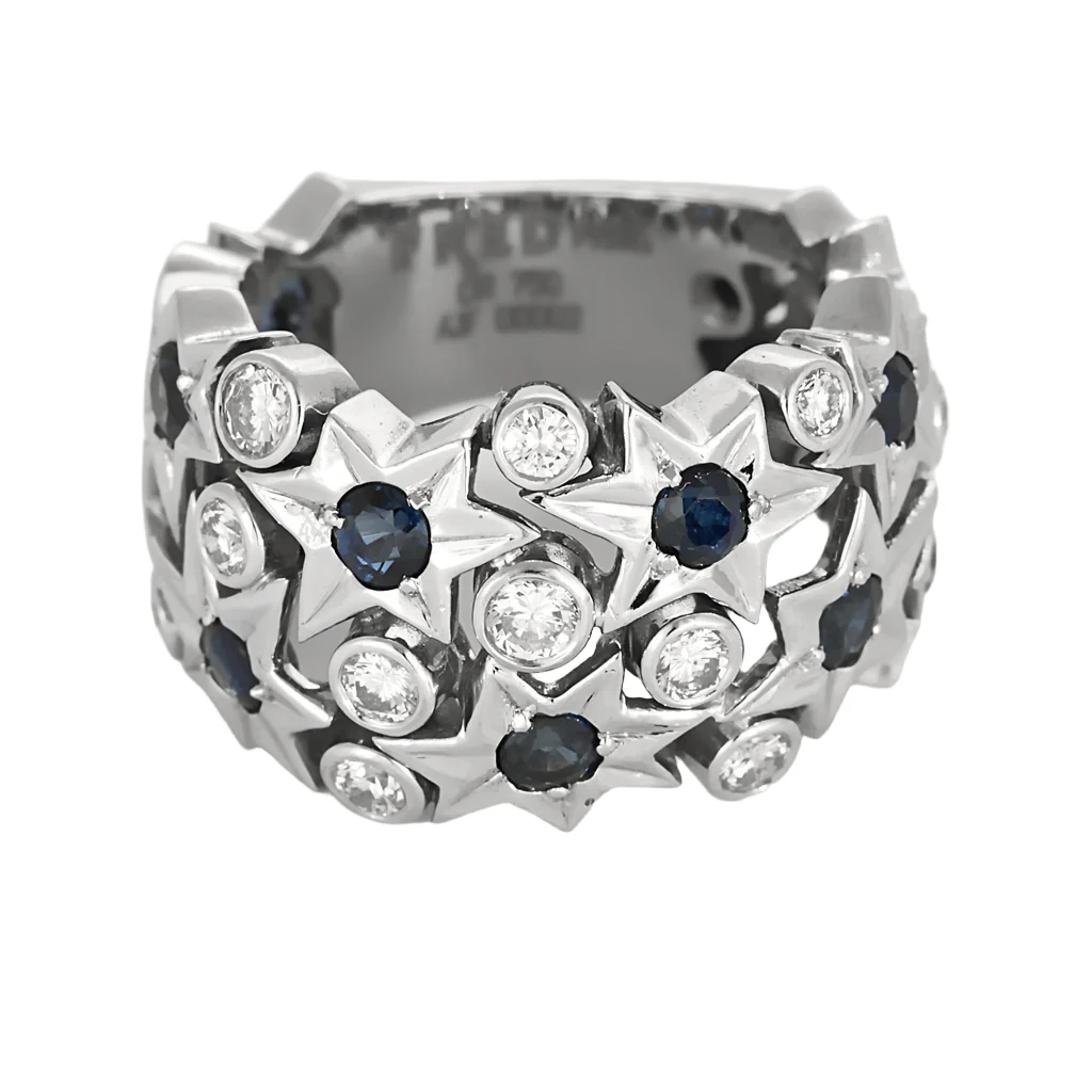 FRED - High Jewelry - Shine - Ring in white gold, diamonds and sapphires 