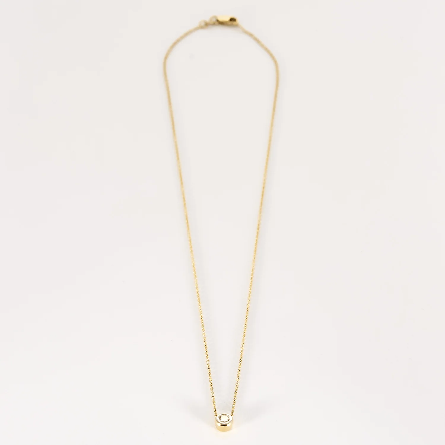 Necklace Solitaire in yellow gold and white gold, diamond approximately 0.15 carat. - Image 3