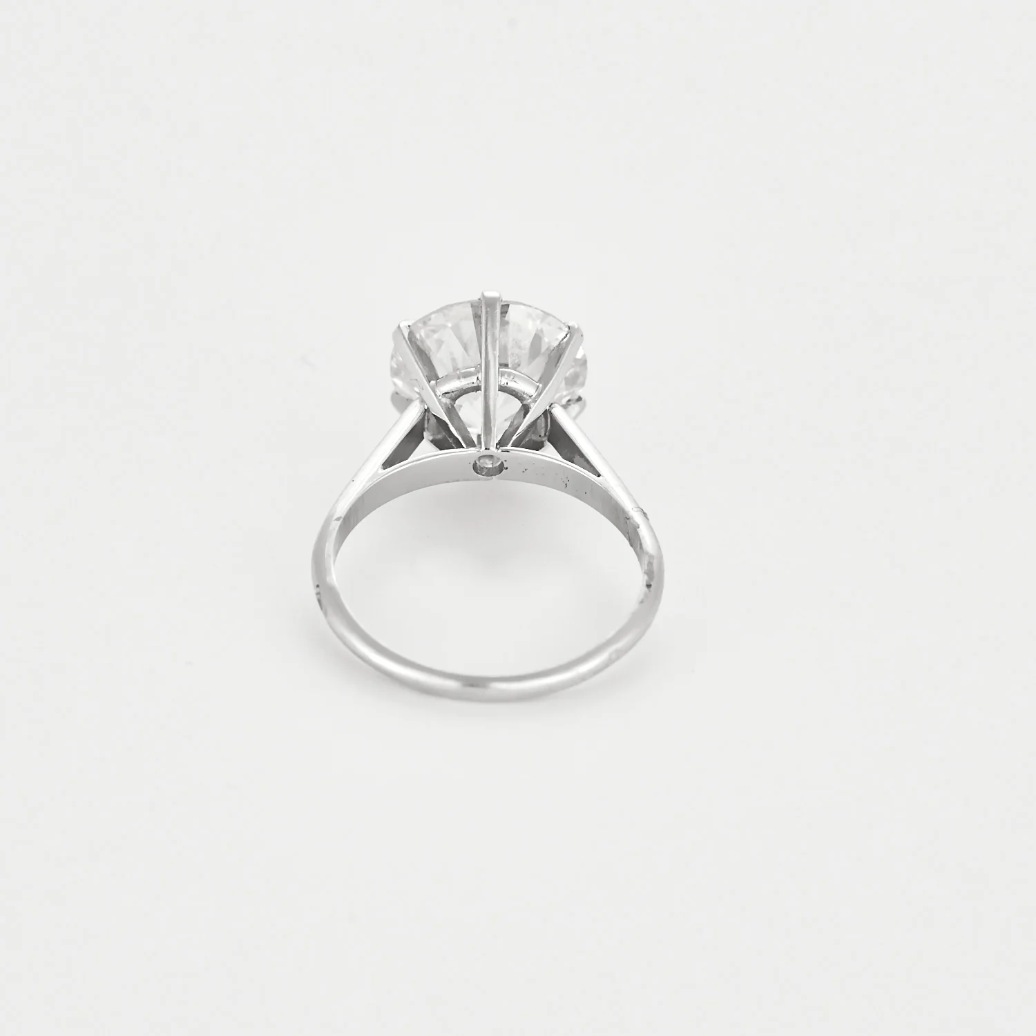 Ring Solitaire in platinum and white gold, old-cut diamond 3.60 carats  - Image 6