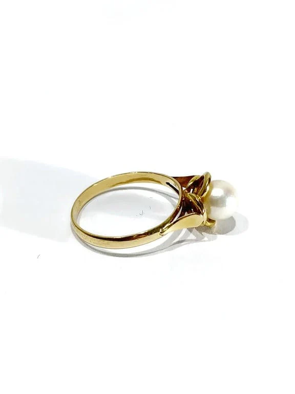 Yellow gold and pearl ring - Image 10