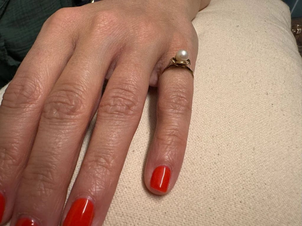 Yellow gold and pearl ring - Image 3