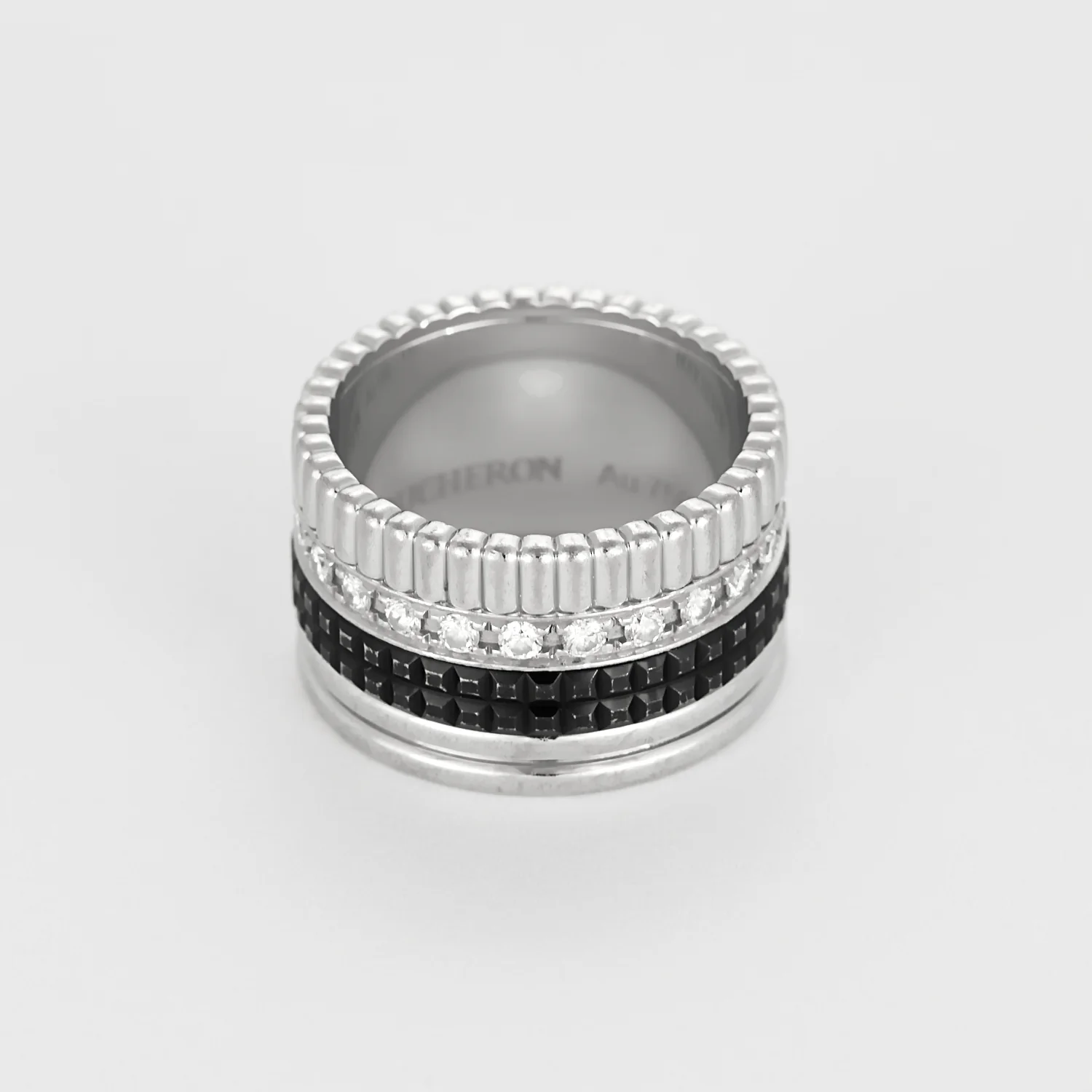 Black Edition large model ring Boucheron Quatre in white gold, diamonds, and black PVD.  - Image 5