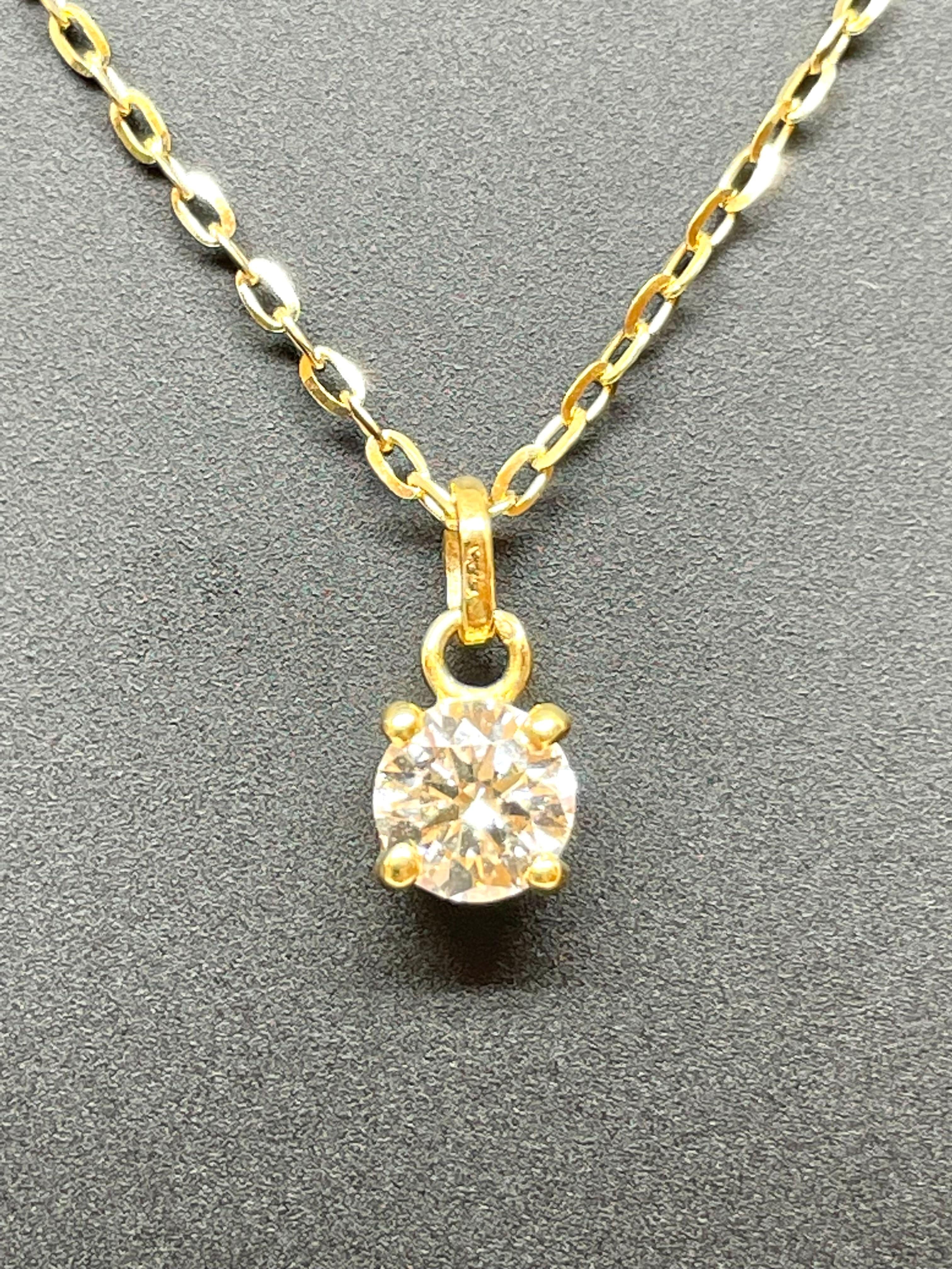 Diamond solitaire necklace 0.56 carat yellow gold - Image 5