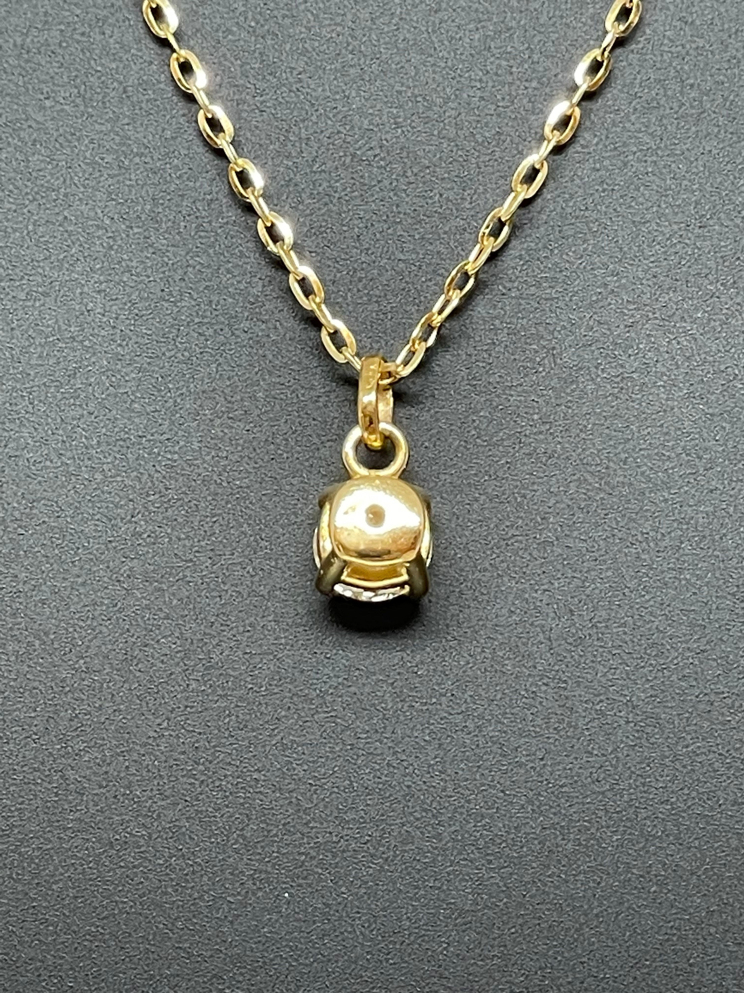 Diamond solitaire necklace 0.56 carat yellow gold - Image 7
