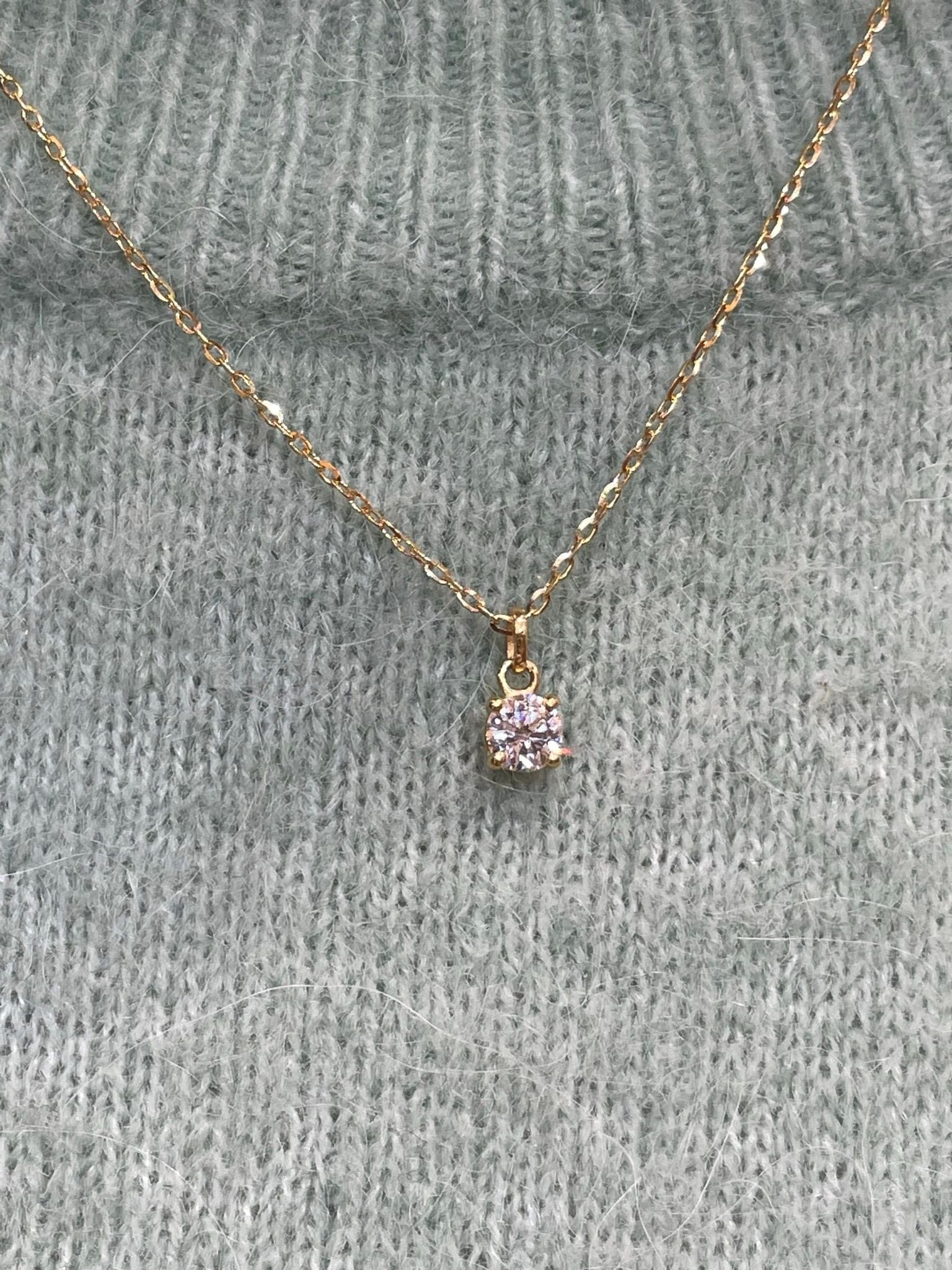 Diamond solitaire necklace 0.56 carat yellow gold - Image 8