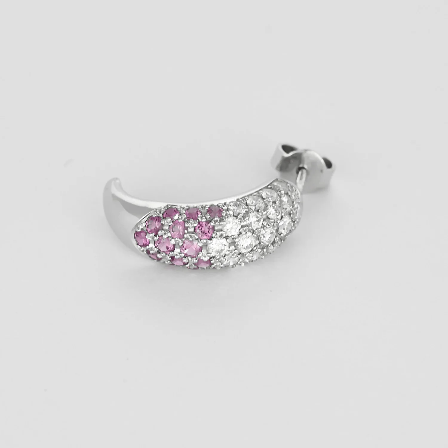 White gold earrings, pink sapphires and diamonds  - Image 3