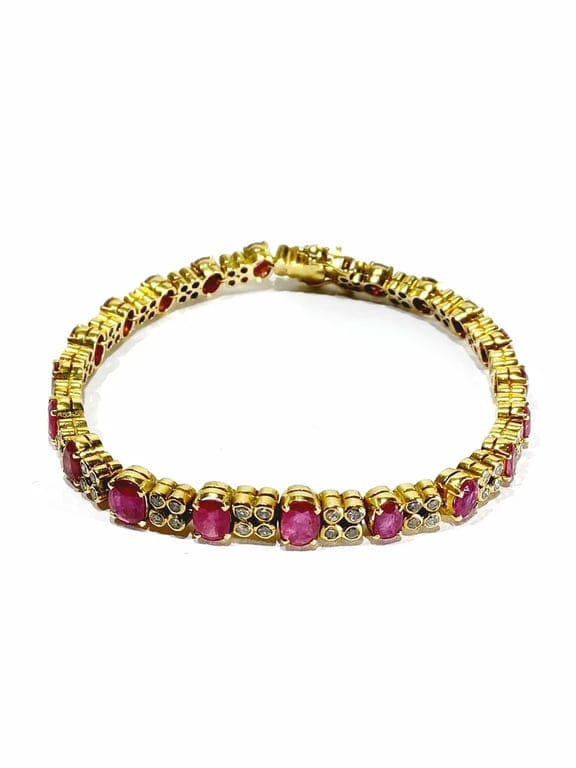 Yellow gold ruby diamond bracelet
