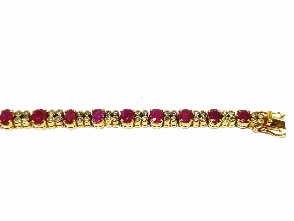 Yellow gold ruby diamond bracelet - Image 10