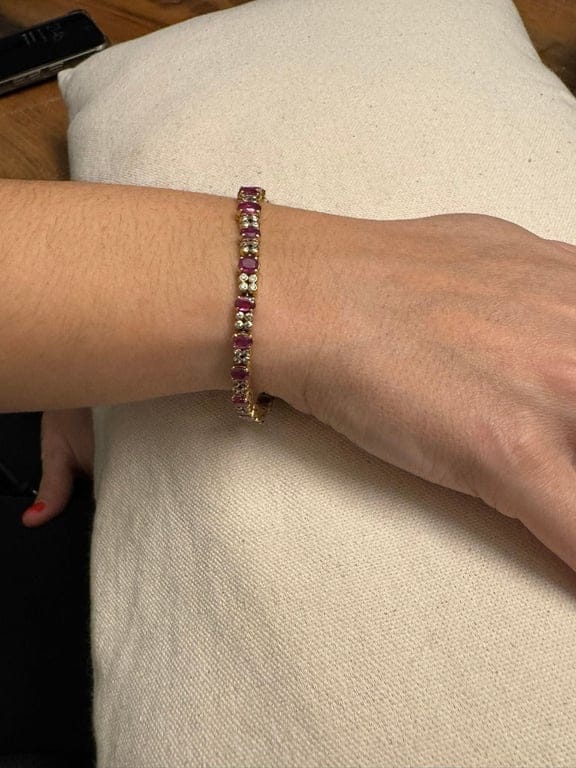 Yellow gold ruby diamond bracelet - Image 2