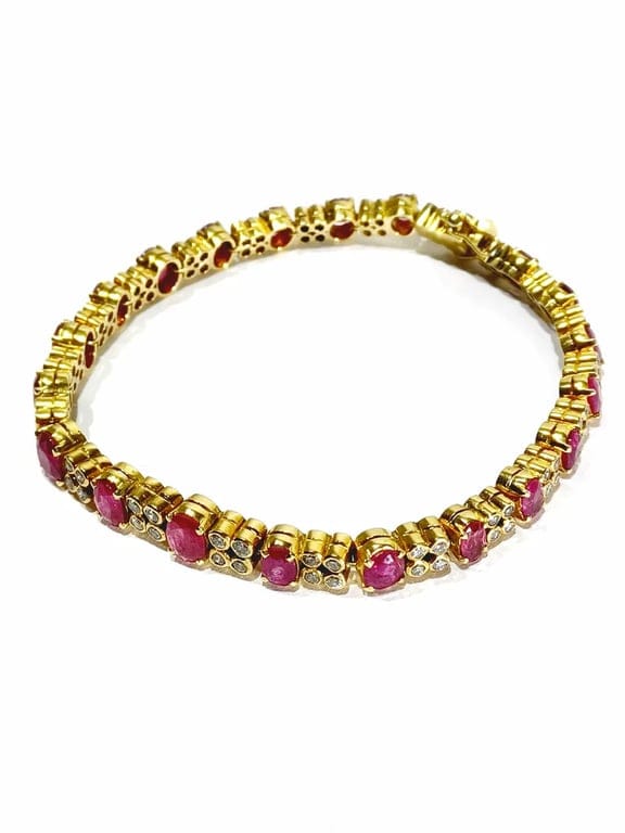 Yellow gold ruby diamond bracelet - Image 5