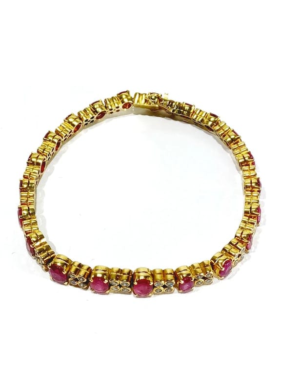 Yellow gold ruby diamond bracelet - Image 6