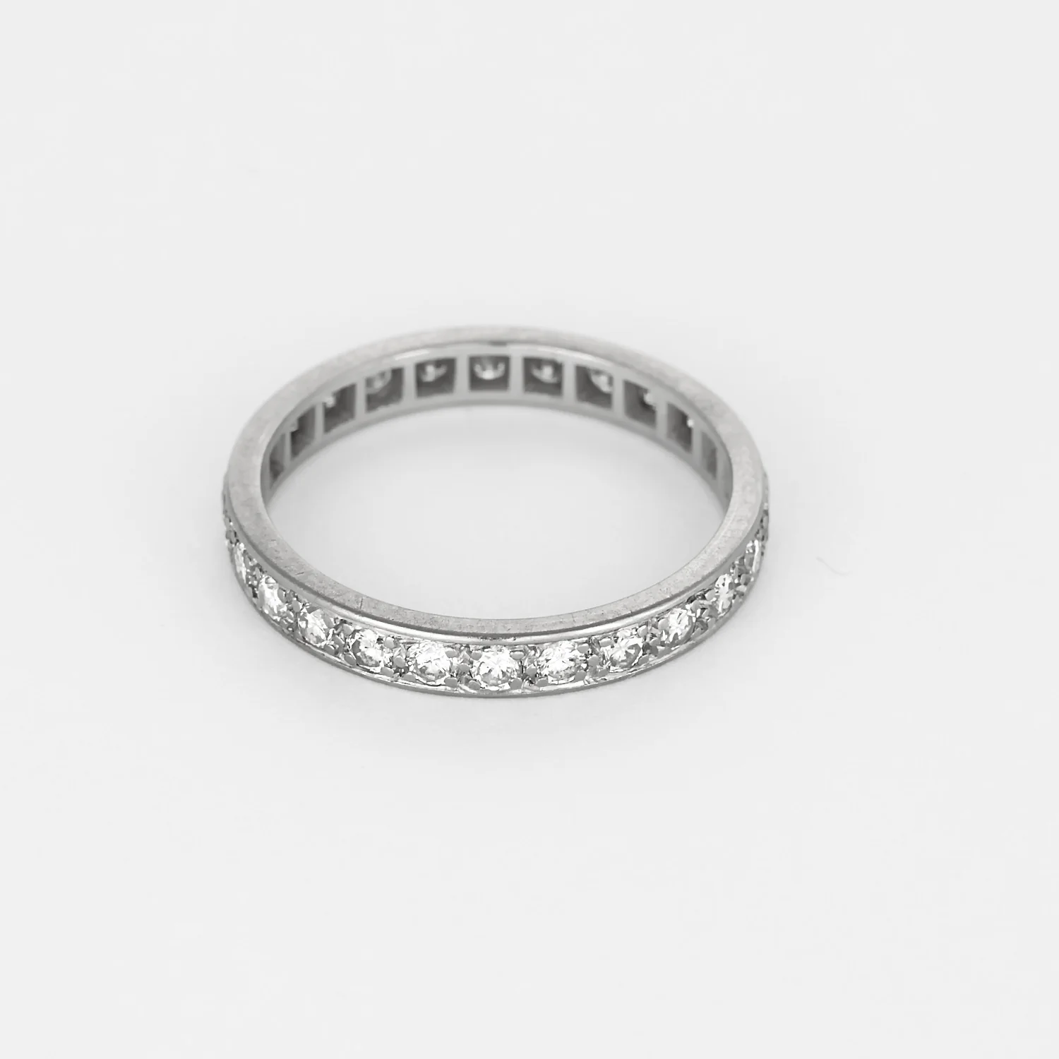 Wedding band American in gray gold and diamonds - Image 3