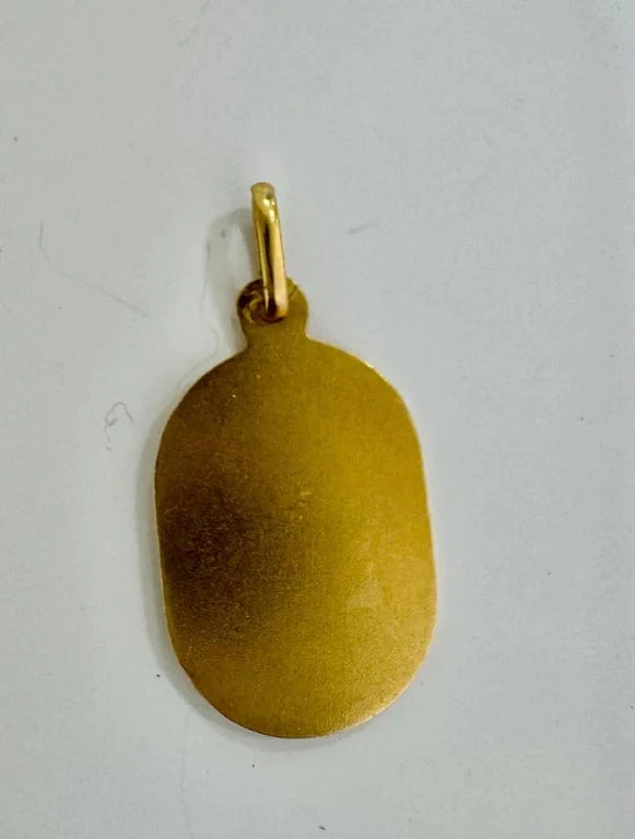 Yellow gold religious medal - Image 2