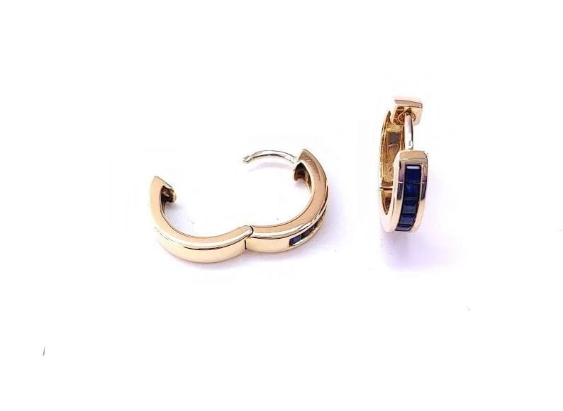 Yellow gold and sapphire creoles - Image 3