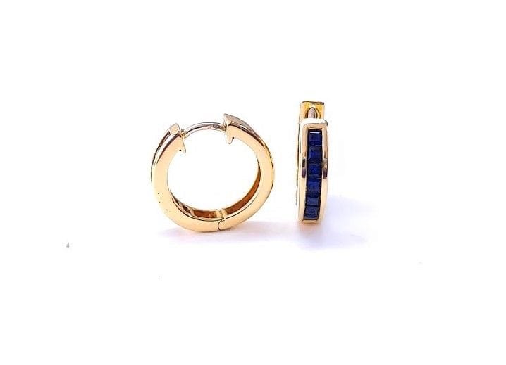 Yellow gold and sapphire creoles - Image 6