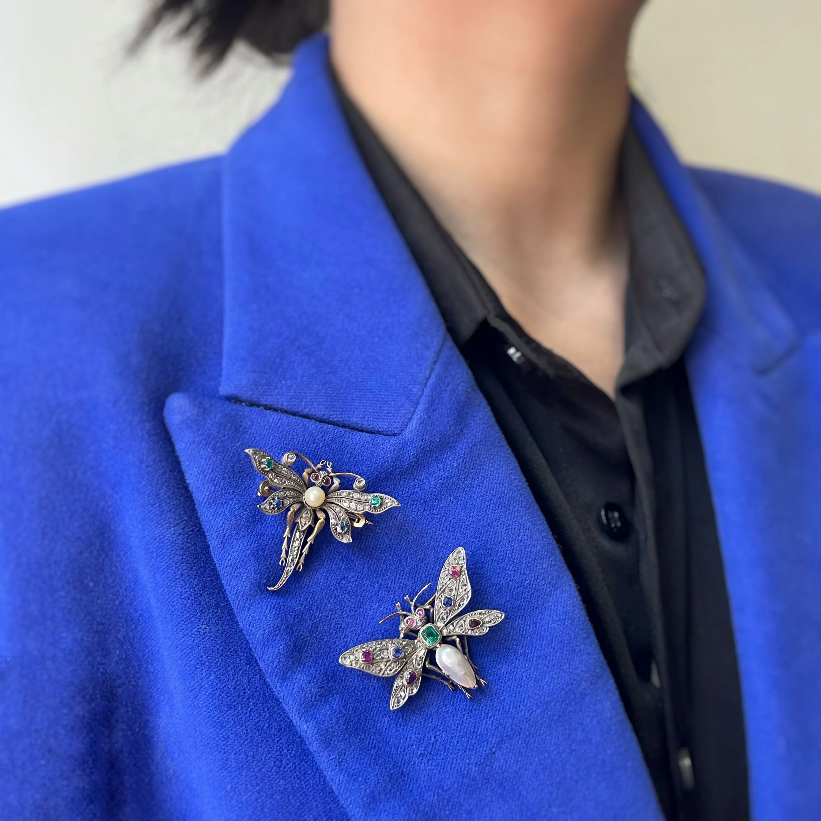19th century yellow gold dragonfly brooch silver - Image 4