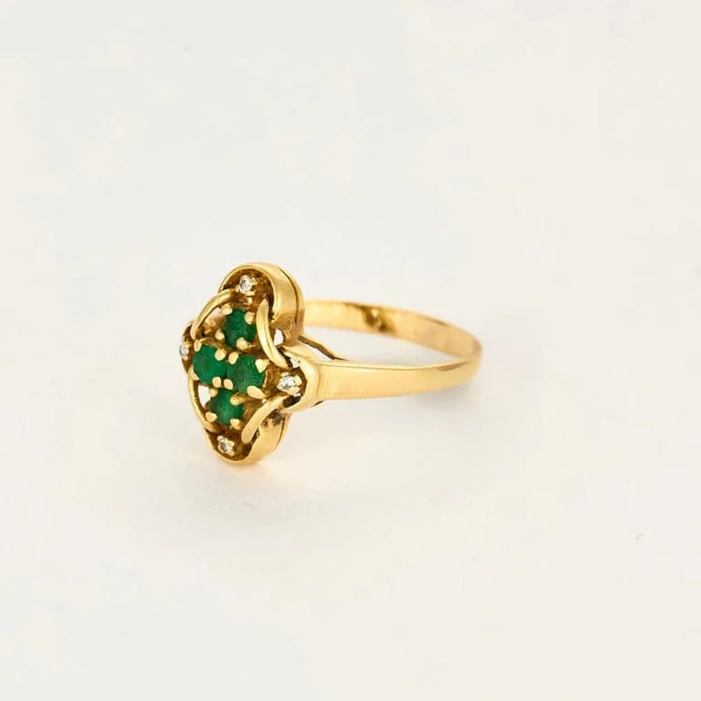 L'esmeralda ring in yellow gold, emeralds and diamonds - Image 3