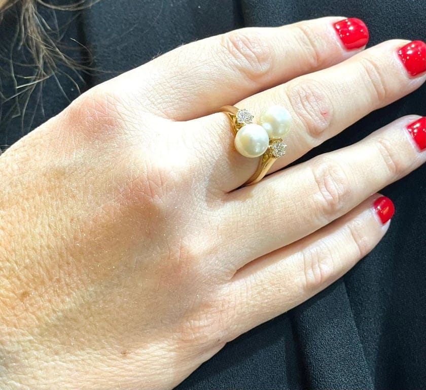 Ring Toi & Moi pearls and diamonds - Image 2