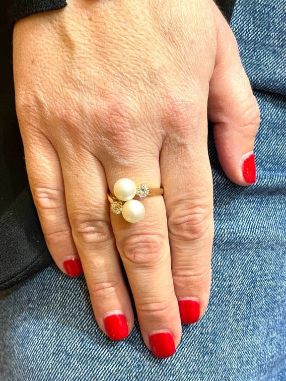 Ring Toi & Moi pearls and diamonds - Image 3
