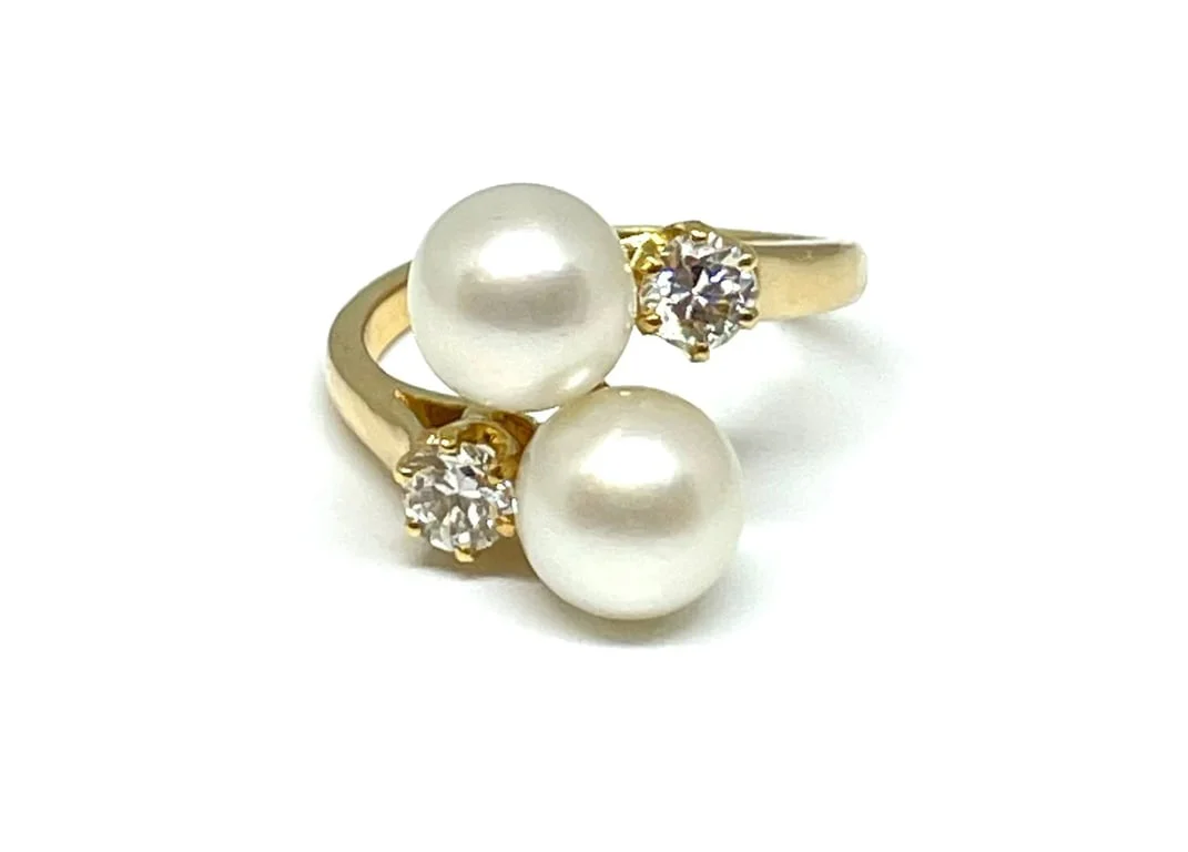 Ring Toi & Moi pearls and diamonds - Image 4