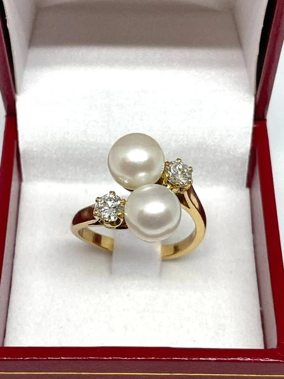 Ring Toi & Moi pearls and diamonds - Image 7