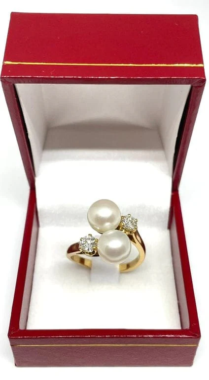 Ring Toi & Moi pearls and diamonds - Image 8