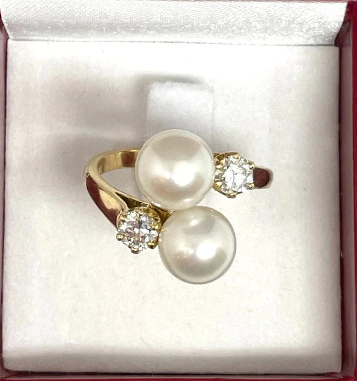 Ring Toi & Moi pearls and diamonds - Image 9