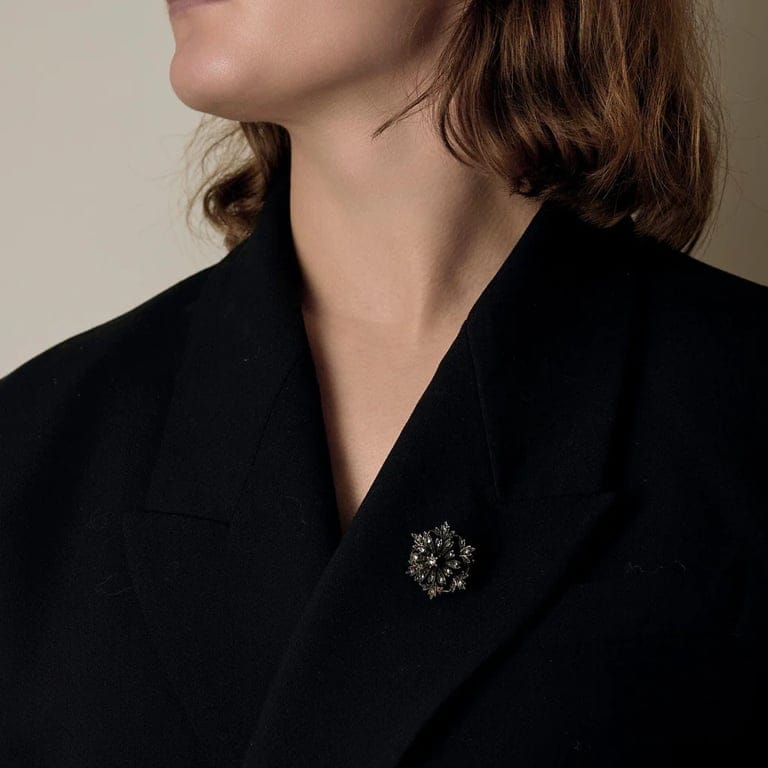 Napoleon III brooch in blackened gold and diamond - Image 2