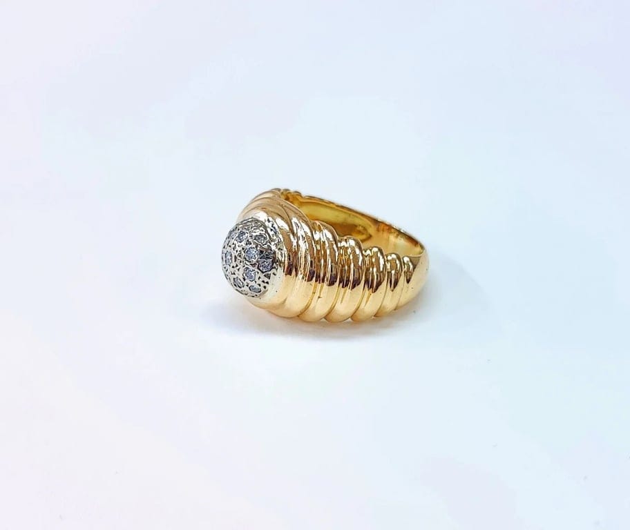 Grooved band ring paved in yellow gold and white gold, diamonds 0.20 ct  - Image 5